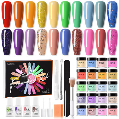 NOCIS 20 Colors Nail Dipping  Set Nail Art Dip  Starter Kit M4T4