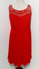 Torrid Women's Gauze Crochet Skater Sleeveless Mini Dress Orange Red Size 12