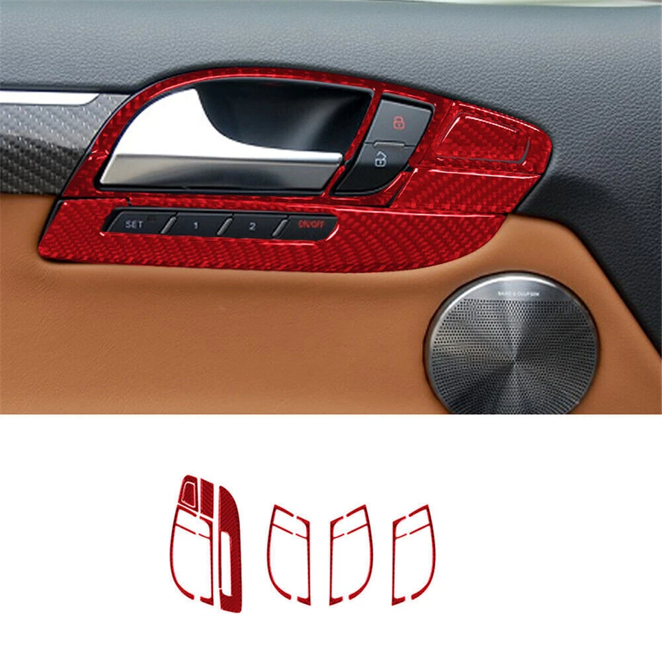 Juego completo de tapicería interior de fibra de carbono rojo 72 piezas para Audi Q7 2007-2015 Foto 4 de 4