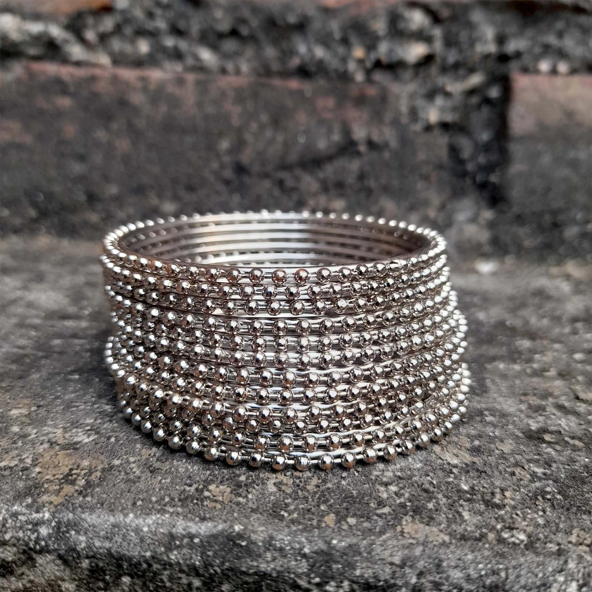 Indian Antique Metal Silver Bangles for Women 12 pcs Jewelry For