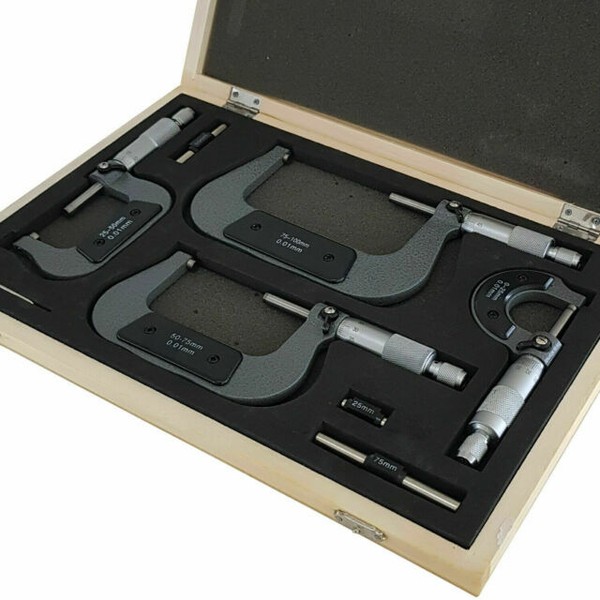 TOOLZONE 4Piece Micrometer Set 0100mm Building Engineering Measuring