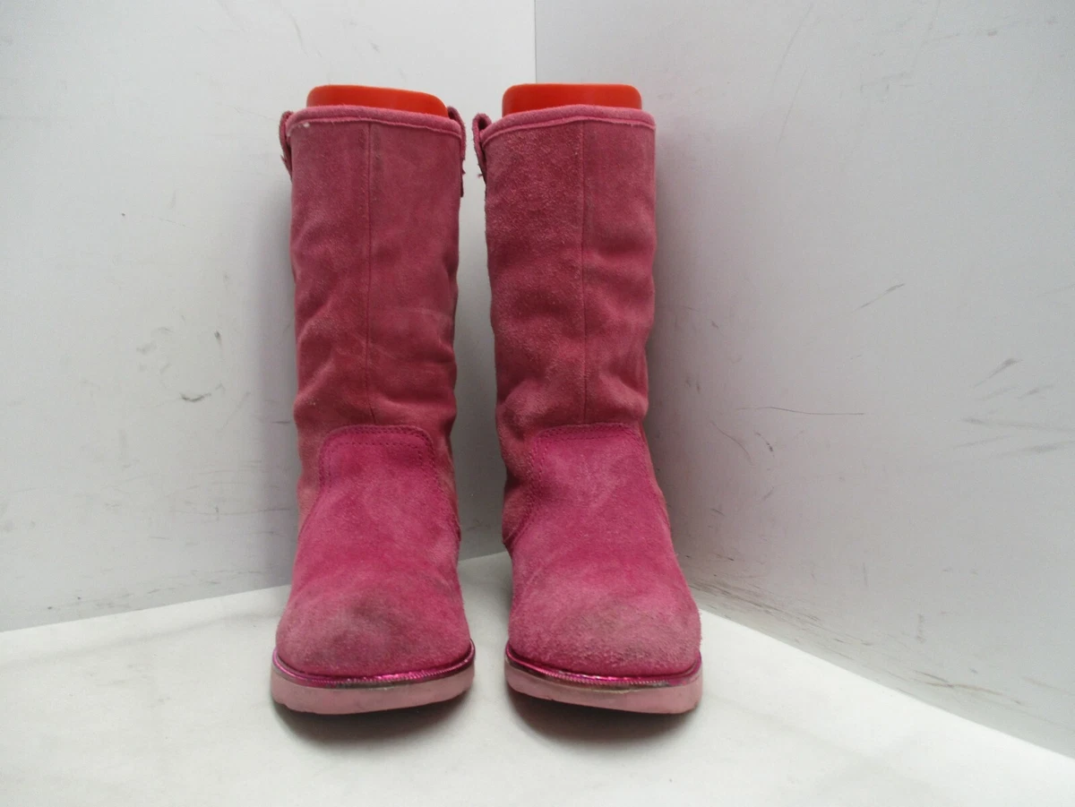 UGG Australia K Callie Pink Suede Leather Comfort Boots Youth Sz 3