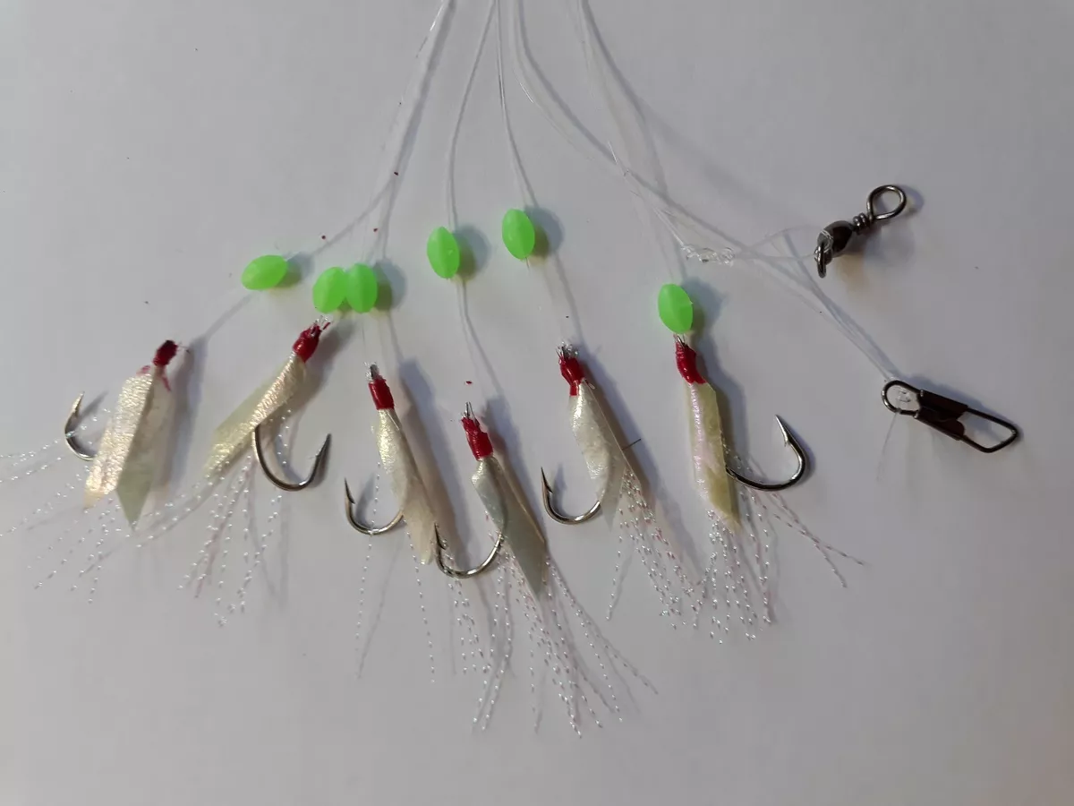 6 Hook Fishskin Rig, Sabiki Rig, - 3 packets