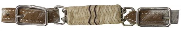 SHOWMAN Western Horse Hair on Leather + Rawhide Curb Strap Attaches to bit on the Bridle