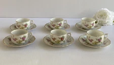 VINTAGE Yamaka Miniature Pink Floral Tea Set Cups & Saucers for 6 Occupied Japan
