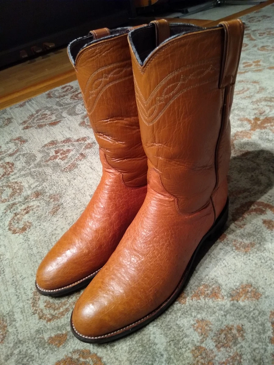 justin smooth ostrich roper boots