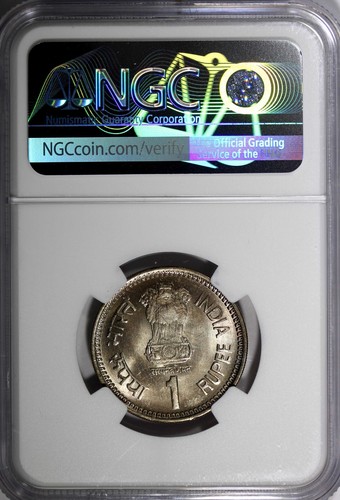 India-Republic Rajiv Gandhi 1991 (B) Rupee NGC MS64 TOP GRADED KM# 89 (025) - Picture 3 of 4