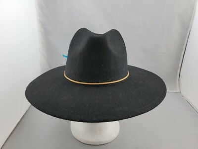 NWOT Free People Black Wool Felt Marlow Fedora Hat with  display picture 2