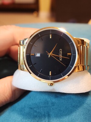 CITIZEN 腕時計メンズ Bl5012-53E Citizen Quartz Black Dial Yellow Gold-tone Men's Watch BI5012-53E