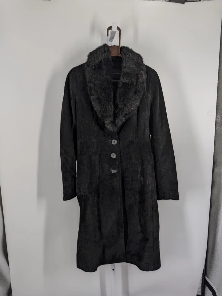 Banana Republic Vintage Y2K AW03 Cordero Piel de oveja Cuero Gamuza Cinturón Trinchera Foto 4 de 4