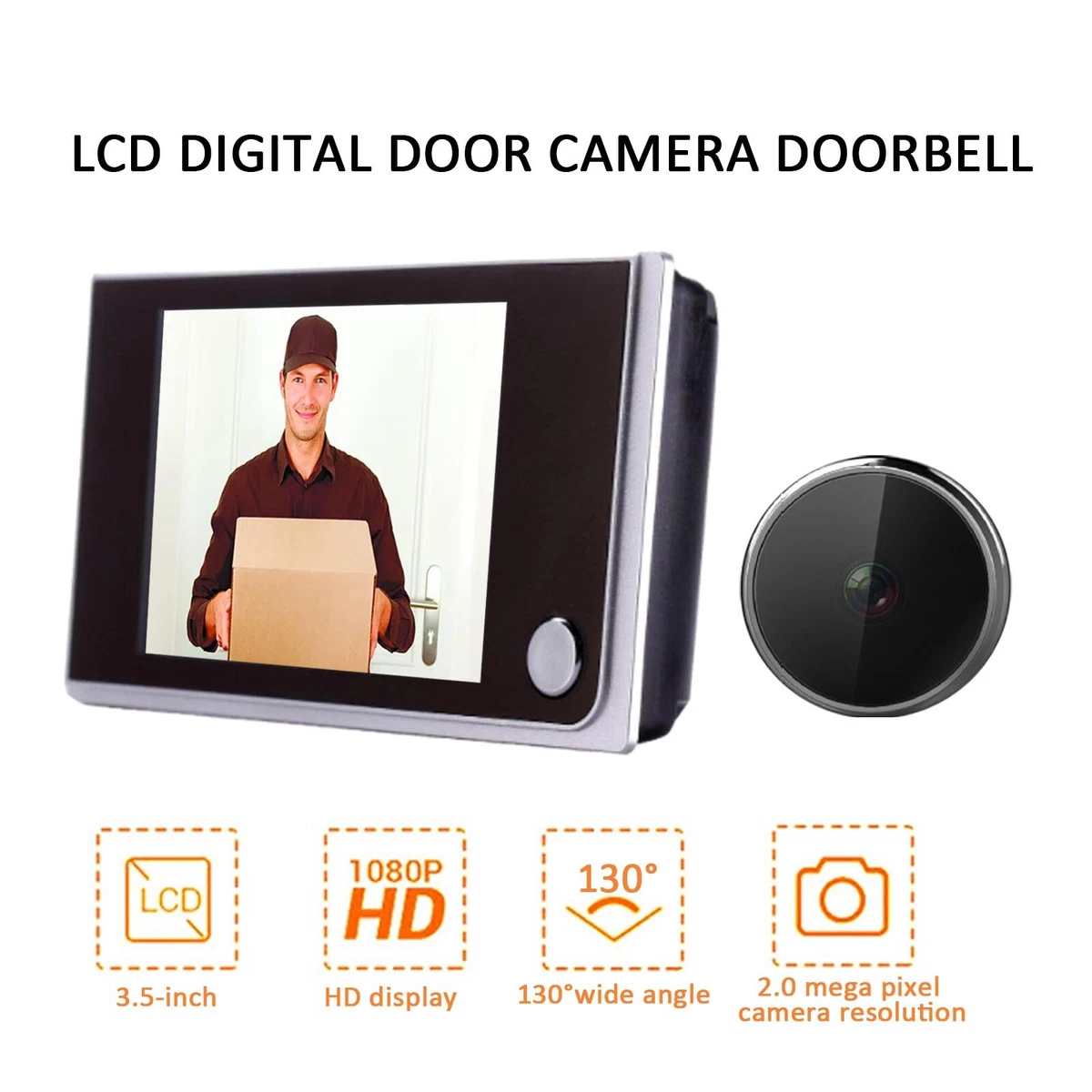 3.5 LCD Digital Smart Peephole Video Doorbell Home Security Camera Door Viewer