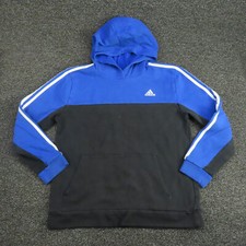Adidas Hoodie Youth XL Black  Blue Long Sleeve Breathable Casual Gym Boys