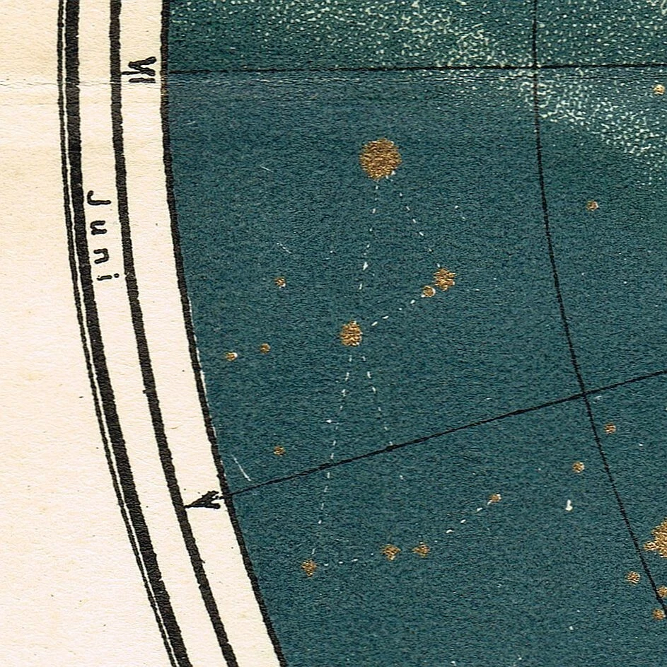 Mapa antiguo de constelaciones STARS 1894 del cielo norte Vía Láctea carta celeste Foto 4 de 4