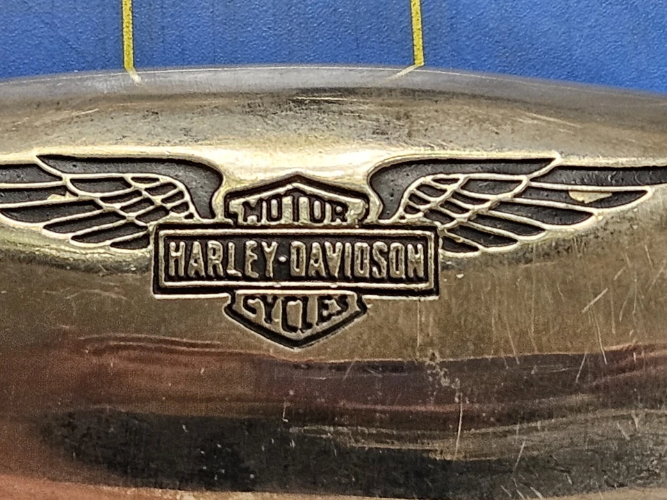 Harley-Davidson 1997 motocicletas cromo tono plata curvado redondeado hebilla de cinturón Foto 4 de 4