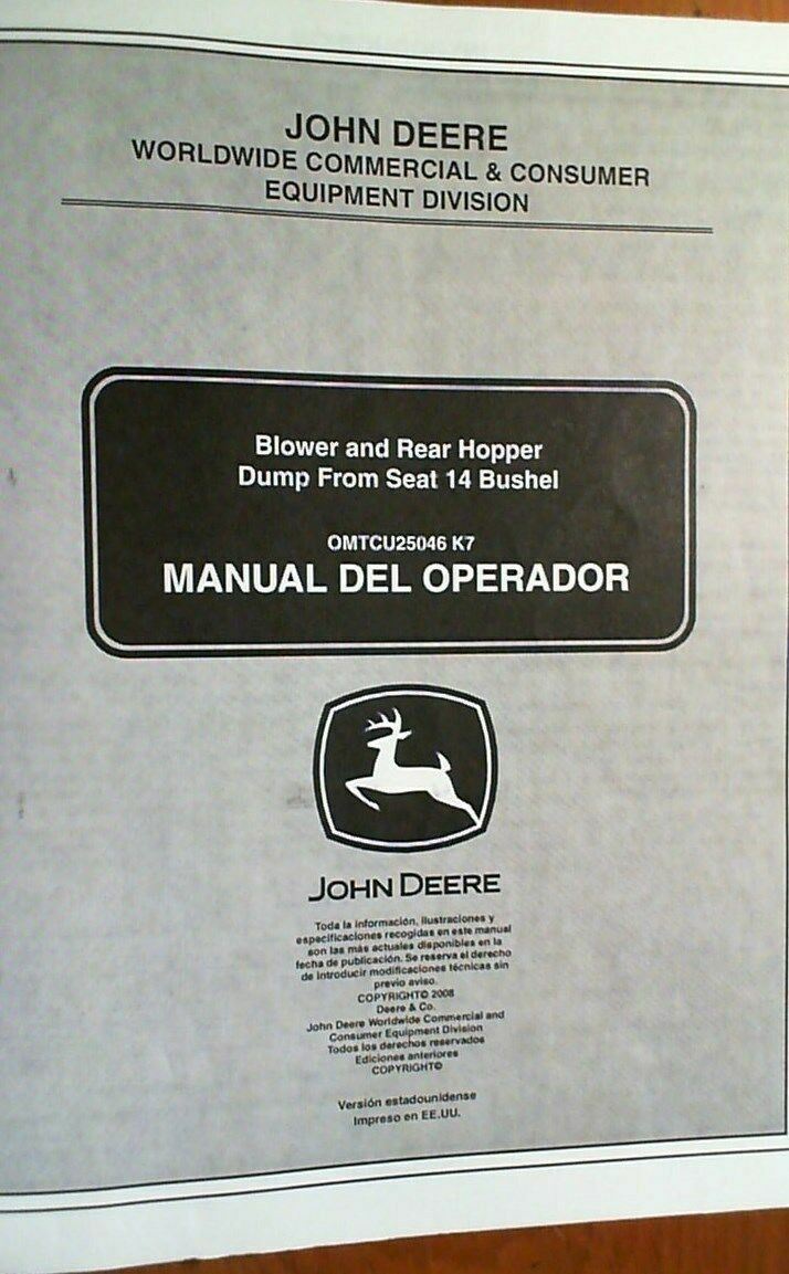 John Deere Blower Rear Hopper Dump 14 Bushel for Z820A Z830A Z840A