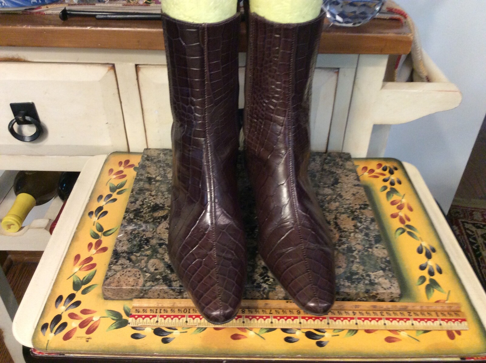 Talbots Women's BROWN leather Croc 