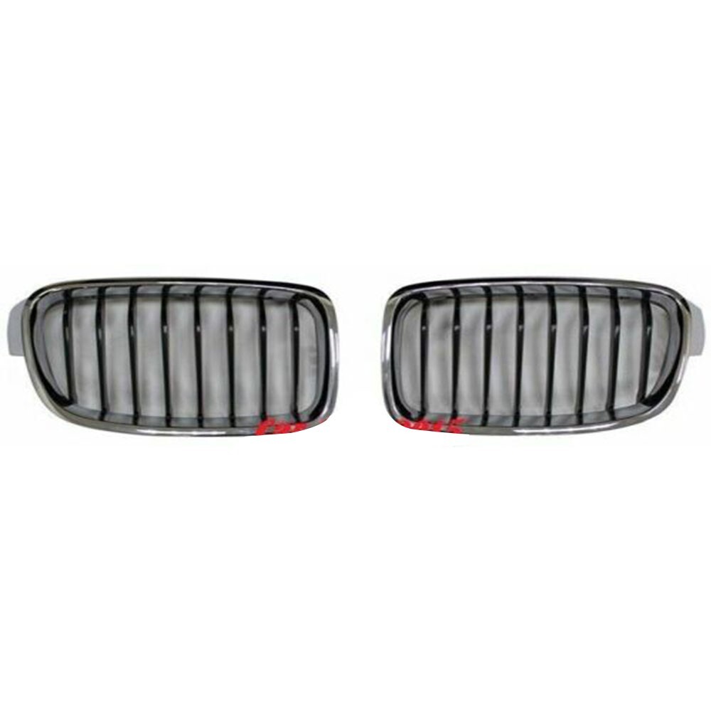 Chrome & Black Fits For BMW F30 F31 335i P Front Kidney Grille Grill 2012-2018