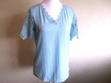 Lace Blouse V Neck Solid Color Delicate Splicing Sz S NWOT