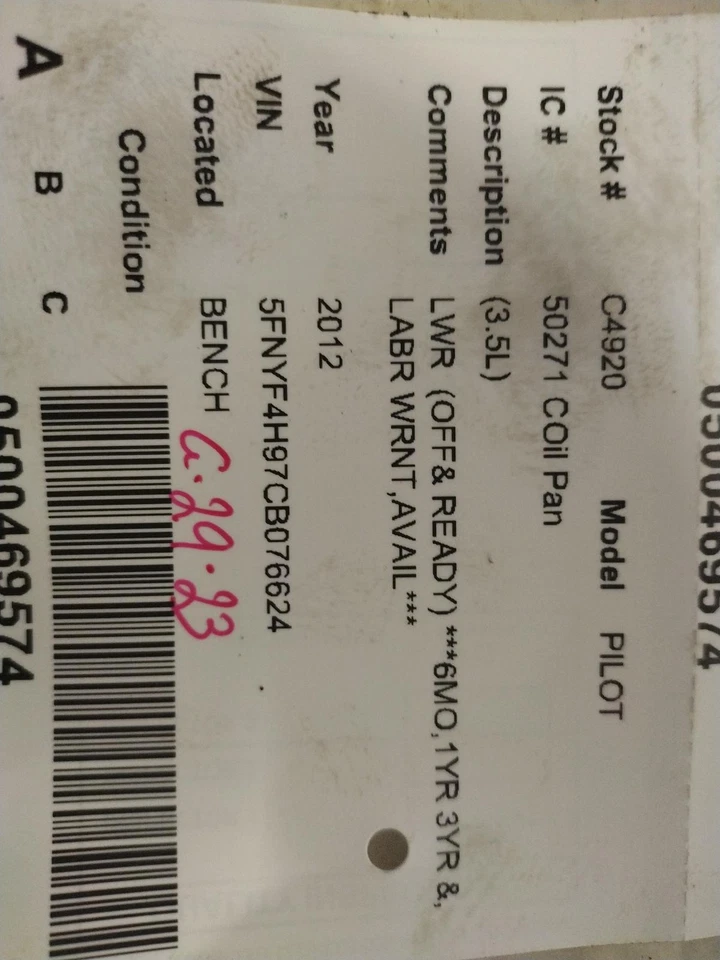 Used Engine Oil Pan fits: 2012 Honda Pilot  Grade A Foto 2 de 4