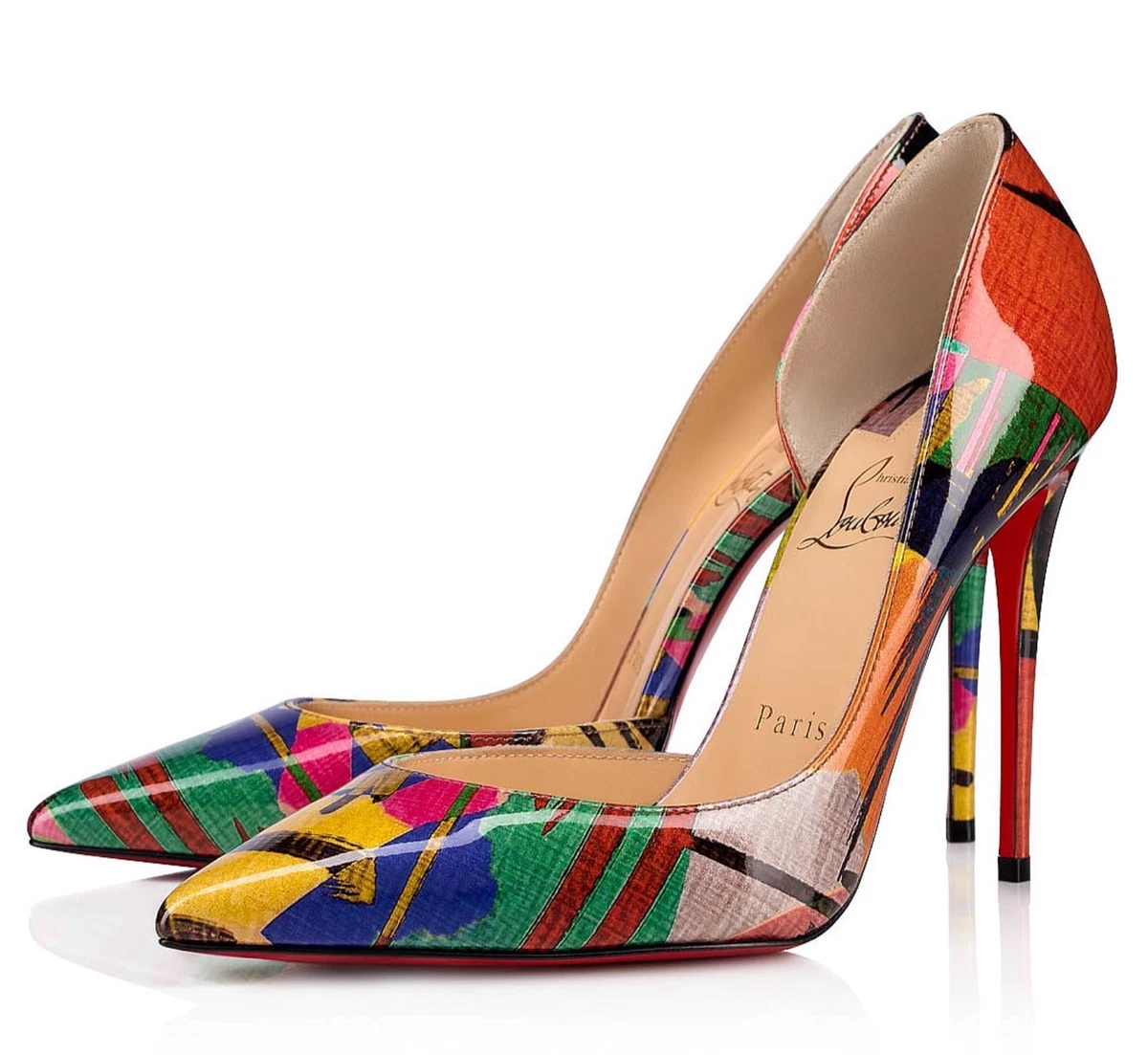 Christian Louboutin Iriza 100 Black Multicolor Patent Mag Sandal