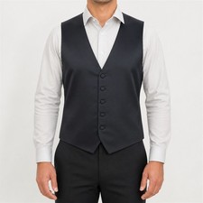 Tommy Hilfiger Vest Mens Medium Black Formal Tuxedo Suit Waistcoat