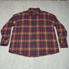 Eddie Bauer Casual Button-Down Shirt Men's XXL Burgundy Plaid Cotton