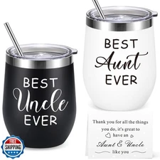 iAOVUEBY Aunt and Uncle Gift Set - Best Ever 12oz Insulated Tumbler, Birthday