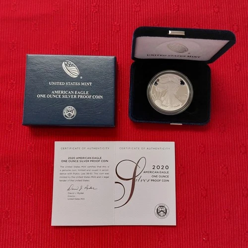 2020-W American Eagle Proof Silver Dollar 1 oz. Coin with Box & COA