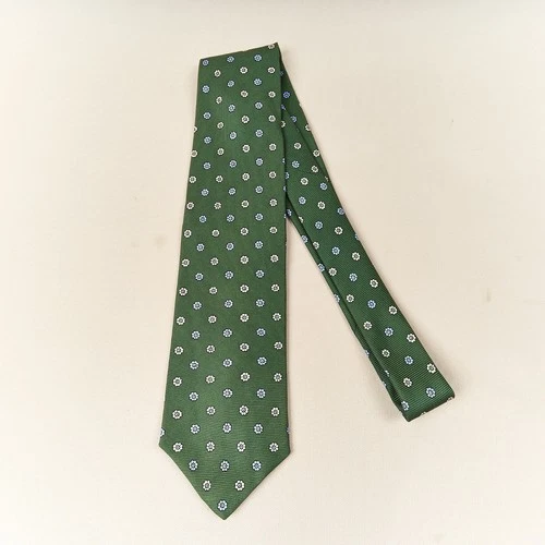 Brooks Brothers 346 Silk Tie Green Floral Geometric Made in USA 3.75" x 57"