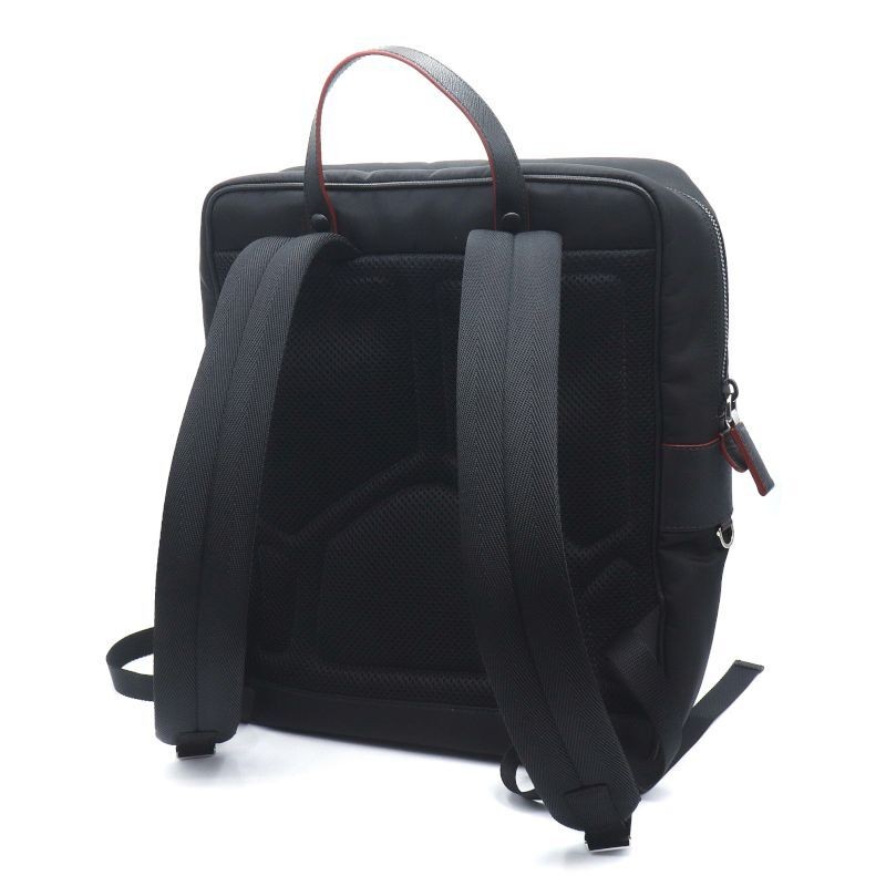 PRADA backpack 2VZ064 nylon saffiano leather black backpack triangle logo used thumbnail 2