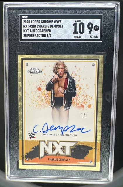 2025 Topps Chrome WWE Charlie Dempsey Superfractor Refractor NXT Autogramm #1/1 SGC 9
