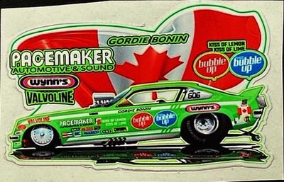 ''VRHTF NHRA  240 GORDIE BONIN BUBBLE UP PACEMAKER FUNNY CAR  2'' X 3'' STICKER''