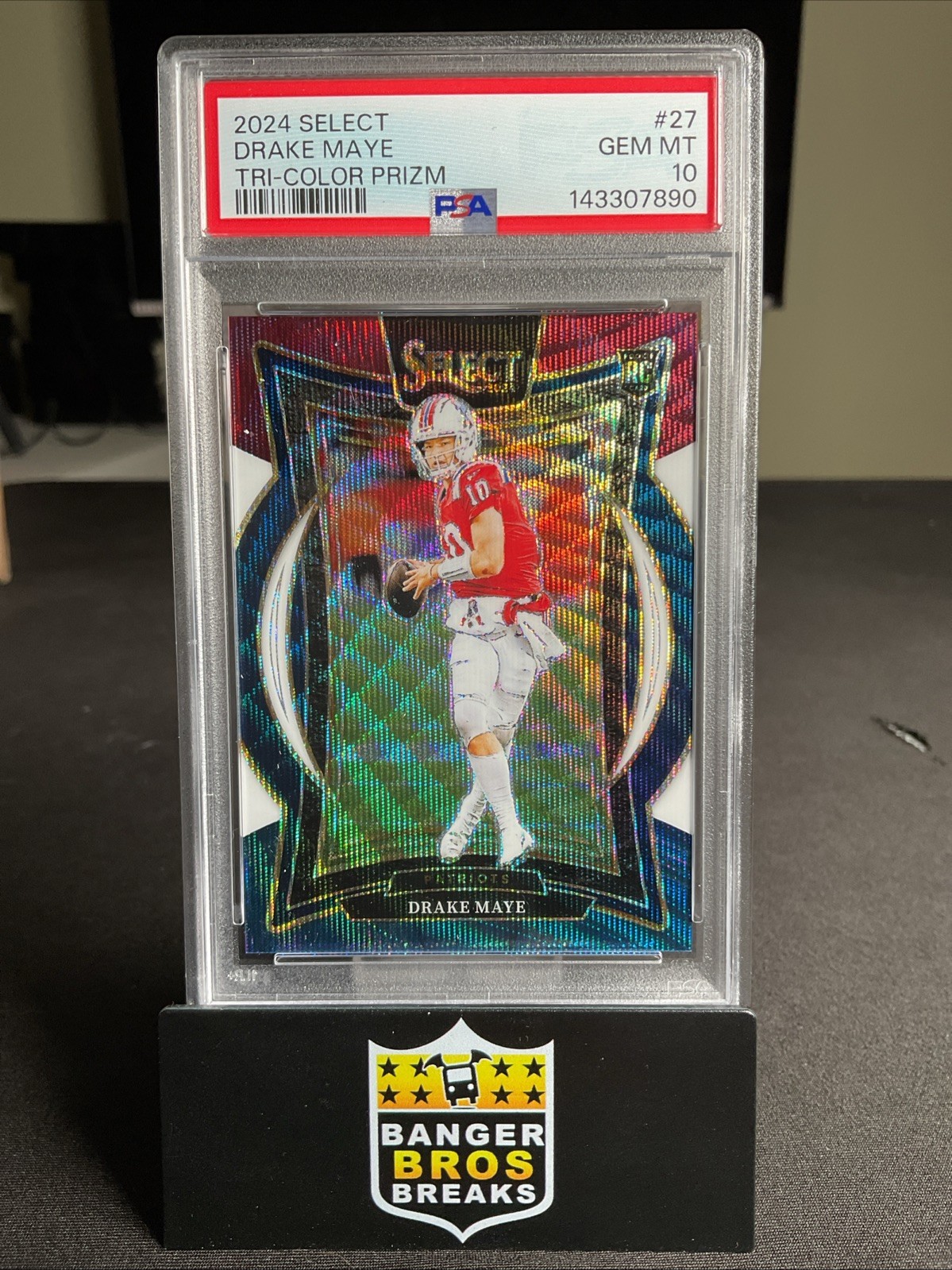 2024 Select Drake Maye TRI-COLOR Prizm Rookie RC 291/299 #27 PSA 10 PATRIOTS