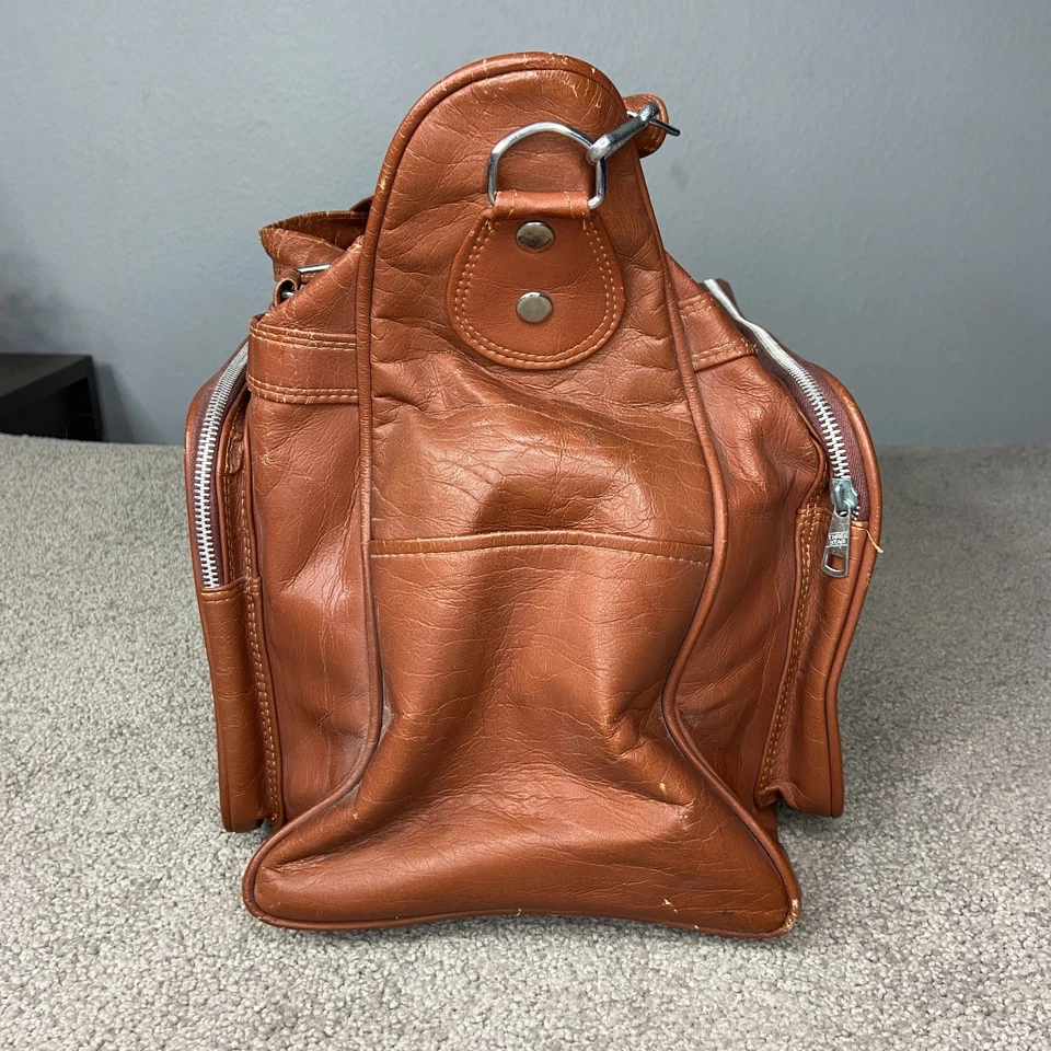 Bolso de Lona Adidas Vintage Años 70 80 Cremallera Completa Marrón Imitación Cuero con Correa para el Hombro Foto 3 de 4