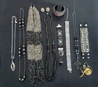 Lot #8 Vintage Black Silver Gold Tone Costume Retro Jewelry