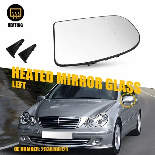 For Mercedes Benz W211 W203 Left Side Mirror Glass Heated With Backing Plate OEM