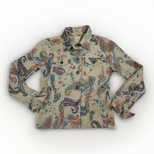 VTG 90s Paisley Sequin Gems Stretchy Fitted Cotton Layering Blazer Jacket S A30