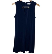 Calvin Klein Navy Gold Chain Sleeveless Shift Dress Women Size 6