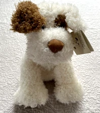 Barnes & Noble Dog Plush Terrier Puppy White Brown Stuffed Animal 11"