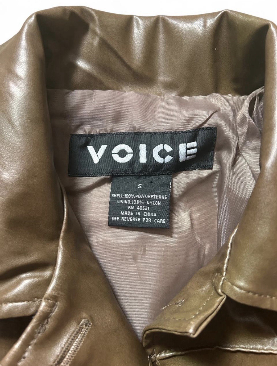 Y2K Patchwork “Leather” Brown Jacket Size small - image 3