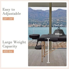 Massage Bed Portable Massage Table 24 Inch Wide Lash Bed Height Adjustable 2 ...