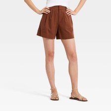 Women's Linen Pleated Shorts - A New Day