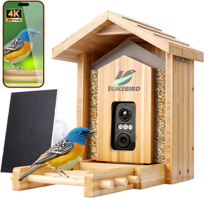 4K Smart Bird Feeder with AI ID & Solar Charge - Weatherproof 1.25L Capacity
