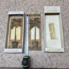 Lot 2 Elegant Palmera Palm Tree Interior Decor Plaque 9  x 3  Wall Hanging
