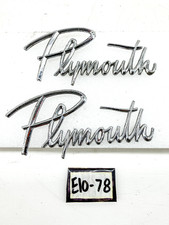 Vintage 1959 1960 Plymouth Script Emblem Pair Mopar 1902613 E10-78 Vintage 1959 1960 Plymouth Script Emblem Pair Mopar 1902613 E10-78