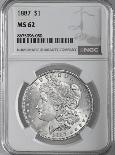 1887-P  $1  MORGAN SILVER DOLLAR  "PHILADELPHIA MINT"  NGC MS62 #8675096-050