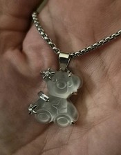 Silver-tone Necklace With Opaque Bear Pendant