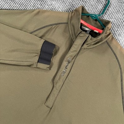 Puma Pullover Shirt Mens Large Green Long Sleeve 1/4 Zip Golf Active Mock
