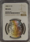 New Listing1883-O RAINBOW TONED MORGAN SILVER DOLLAR~NGC MS64*STAR*