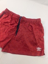 Vintage Umbro Shorts Mens XL Red 3 Inch Check Nylon Soccer Athletic Running Rust